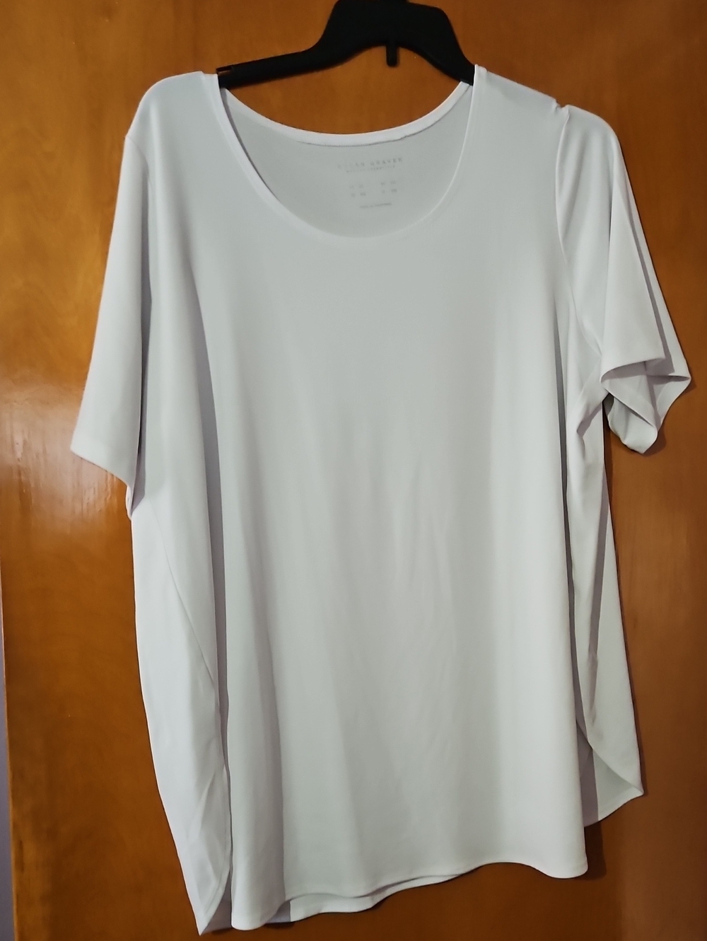Susan Graver White Short Sleeve Scoop Neck Top